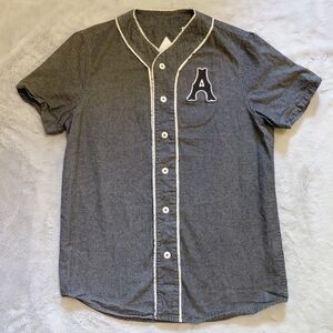 Altamont Gray White Baseball Jersey Button Down Shirt Size Medium